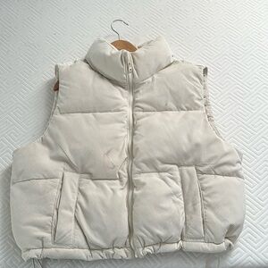 cream puffer vest size XL from Hollister